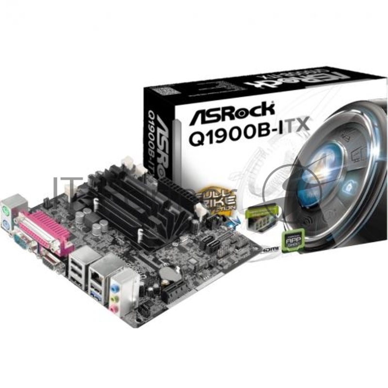 Материнская плата Asrock Q1900B-ITX + Celeron J1900 2xDDR3 SO-DIMM, Intel HD Graphics, 5.1CH, 1000 Мбит/с, USB3.0, D-Sub, HDMI, COM, LPT, Mini-ITX RTL