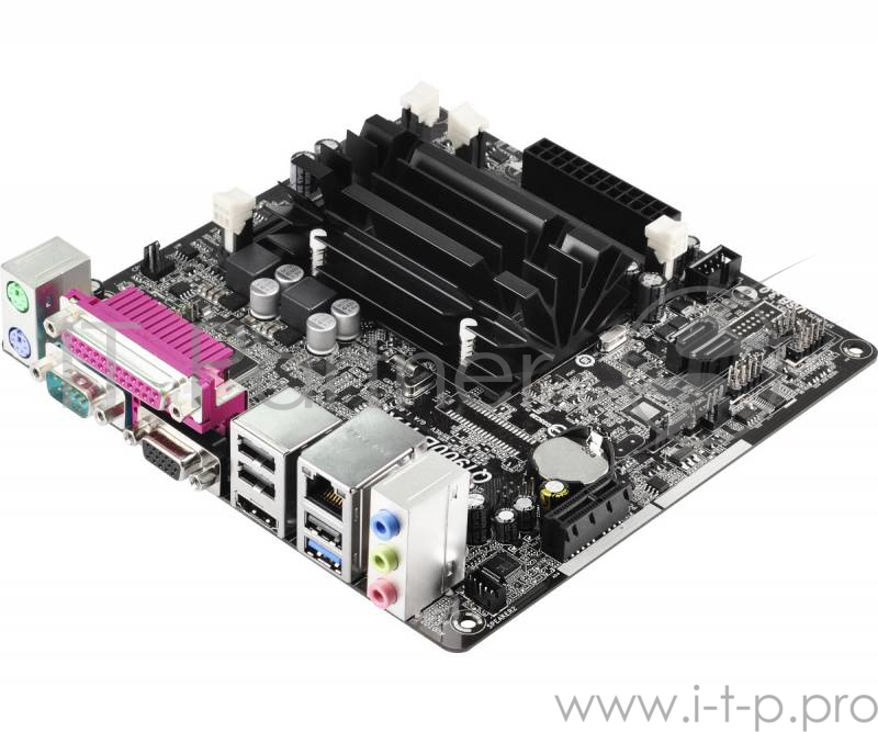 Материнская плата Asrock Q1900B-ITX + Celeron J1900 2xDDR3 SO-DIMM, Intel HD Graphics, 5.1CH, 1000 Мбит/с, USB3.0, D-Sub, HDMI, COM, LPT, Mini-ITX RTL