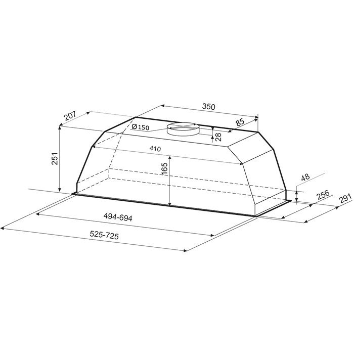 Вытяжка встраиваемая Krona Ameli 900 PB нержавеющая сталь