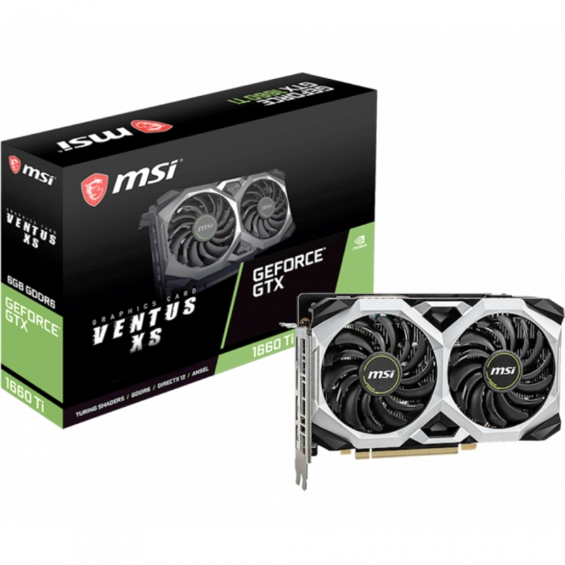 Видеокарта MSI PCI-E GTX 1660 Ti VENTUS XS 6G nVidia GeForce GTX 1660TI 6144Mb 192bit GDDR6 1536/12000/HDMIx1/DPx3/HDCP Ret