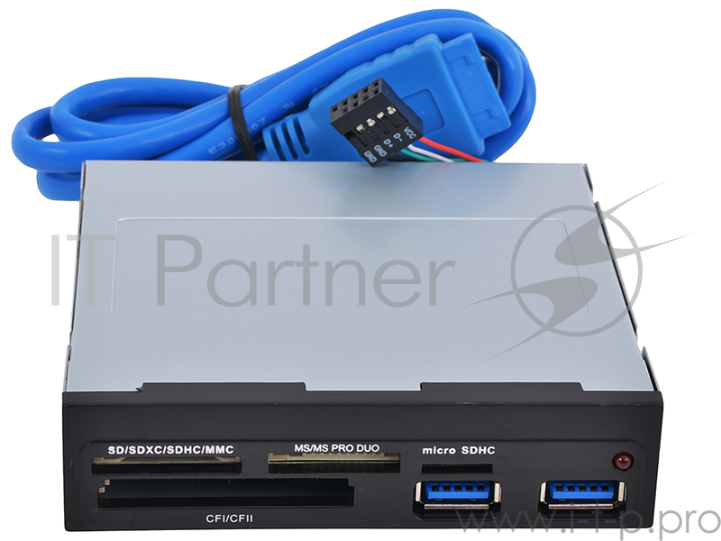 Устройство считывания USB 2.0 Card reader SDXC/SD/SDHC/MMC/MS/microSD/xD + 2 порта USB 3.0 (черный) GR-152UB