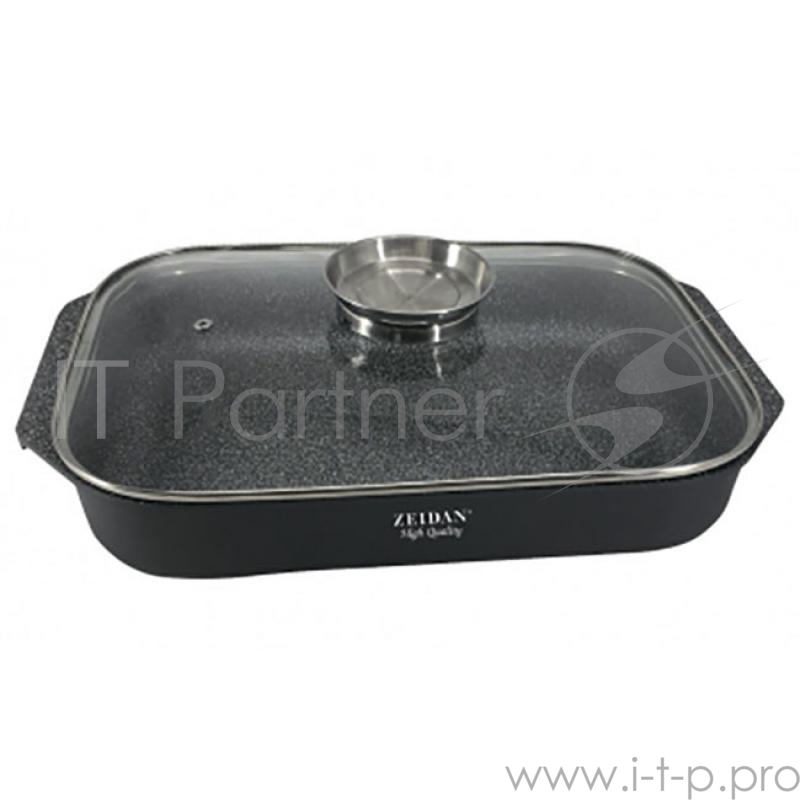 ZEIDAN Z-50305 3,5л Жаровня со стеклянной крышкой – 3.5 л ( 35 х 25 см х 6,5 см ), внешнее антипригарное покрытие