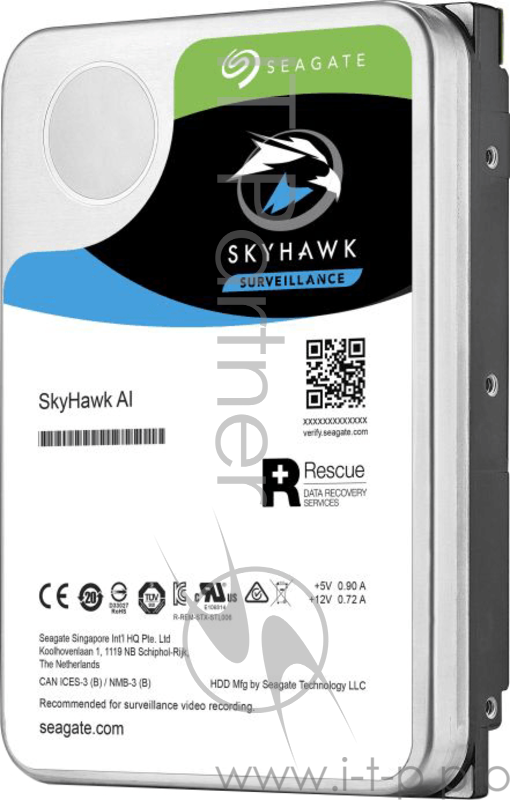 Накопитель на жестком магнитном диске Seagate Жесткий диск HDD 12TB Seagate SkyHawk ST12000VE0008 3.5