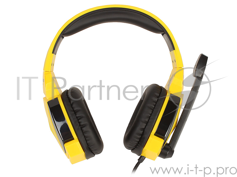 Игровая стереогарнитура Jet.A GHP-100 чёрно-жёлтая (звуковая схема 2.0, ПУ на шнуре, mini jack 3.5мм 4pin + адаптер 2x mini jack 3.5мм 3pin, кабель 2.