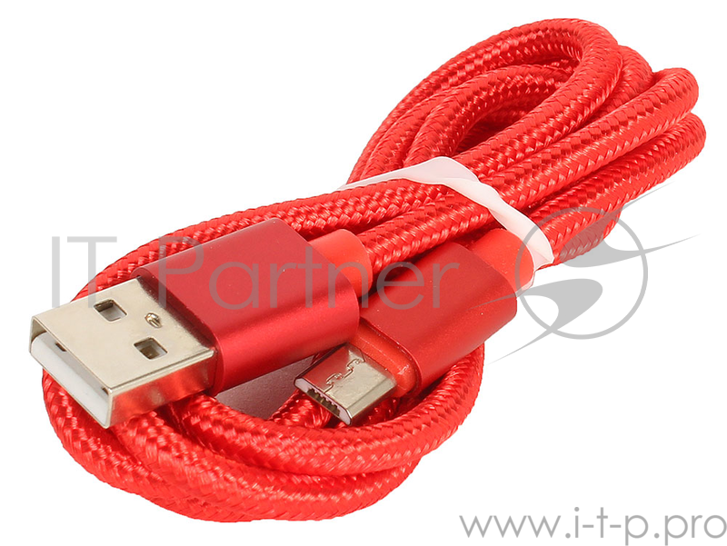 Кабель USB/micro USB Jet.A JA-DC21 1м красный (в оплётке, поддержка QC 3.0, пропускная способность 2A)