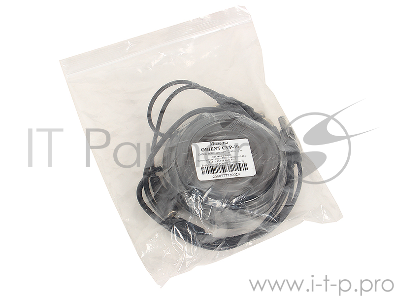 Кабель для камер видеонаблюдения ORIENT CVP-10, видео BNC + питание, 10 метров