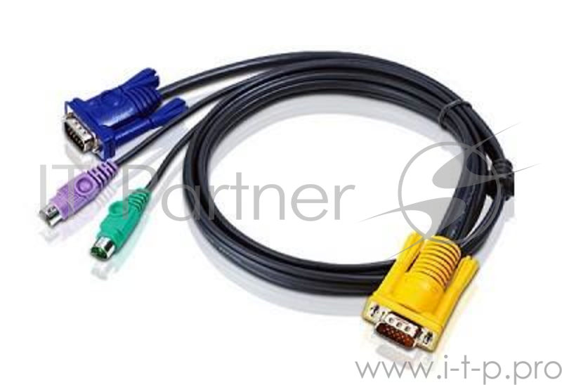 Шнур, мон+клав+мышь USB, SPHD15=>HD DB15+USB A-Тип, Male-2xMale, 8+4 проводов, опрессованный, 3 метр., черный, (с поддержкой KVM PS/2) (2L-5203UP)