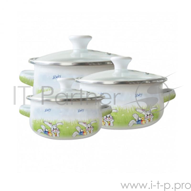 Набор посуды Zeidan Z-80611-02_мини, 6предм., 3 кастр., 0,6л-?12 см/1л-?14 см/1,5л-?16 см