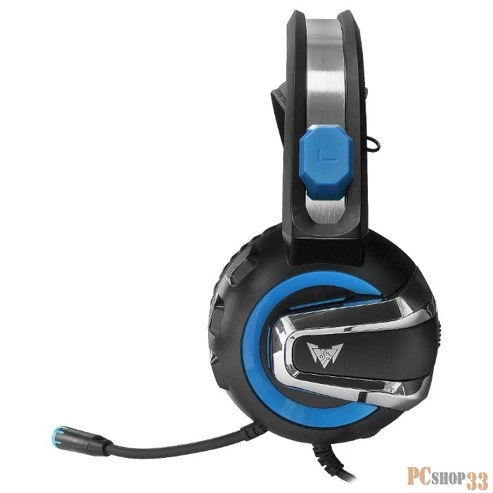 CROWN CMGH-3001 Black&blue (Подключение jack 3.5мм 4pin + адаптер 2*jack spk+mic + USB для подсветки,Частотныи? диапазон: 20Гц-20,000 Гц ,Кабель 3.2м