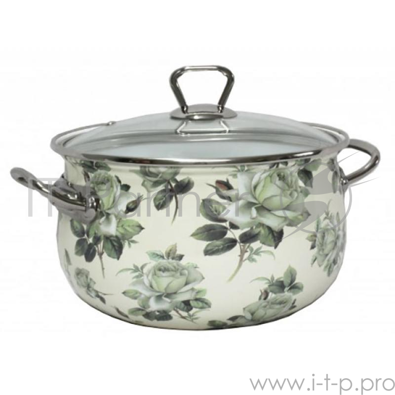 Кастрюля Interos 2362 Белая роза 1,5 л