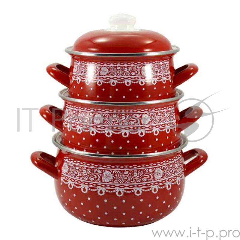 Кастрюля Interos 3661В Ажур красный 4,0 л
