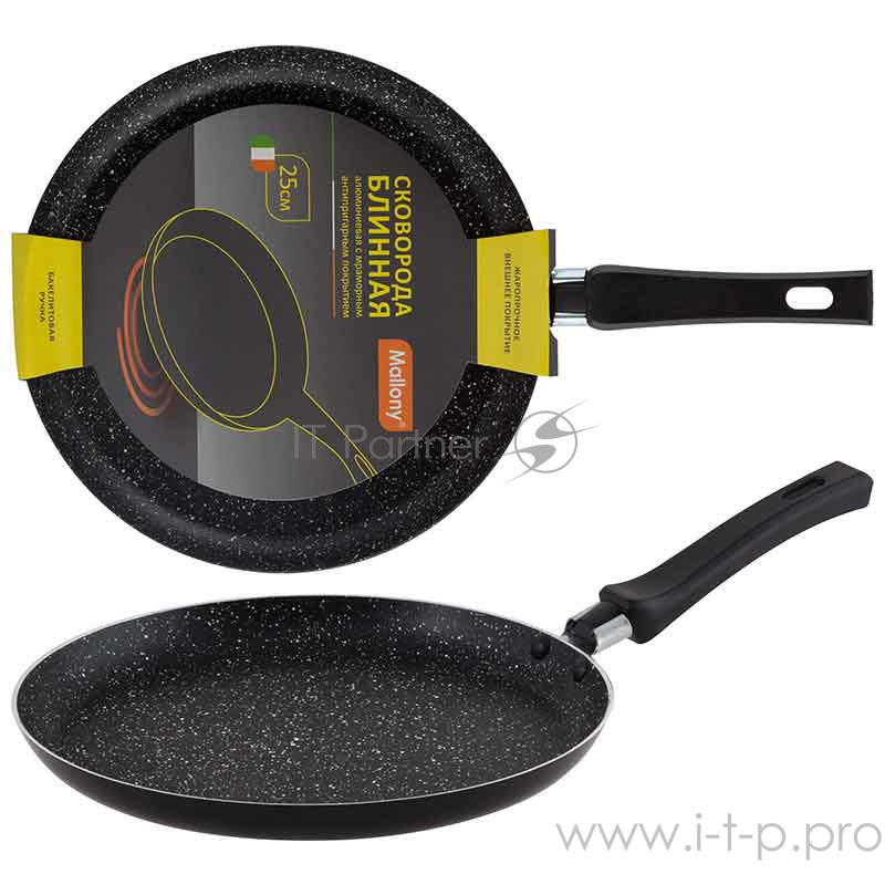 Сковорода блинная MALLONY PP-25, диаметр 25 см, мраморное антиприг. покрытие ( в уп. 12 шт)