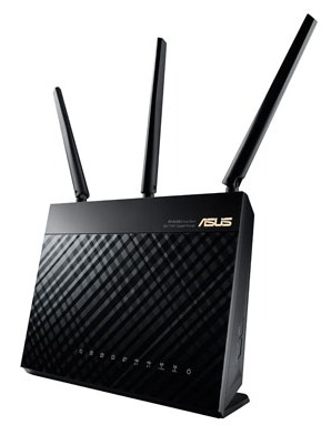 Сетевое оборудование ASUS RT-AC68U WiFi Router (WLAN 1.3Gbps, Dual-band 2.4GHz+5.1GHz, 802.11ac+4xLAN RG45 GBL+1xWAN GBL+1xUSB3.0+1xUSB2.0) 3x ext Antenna