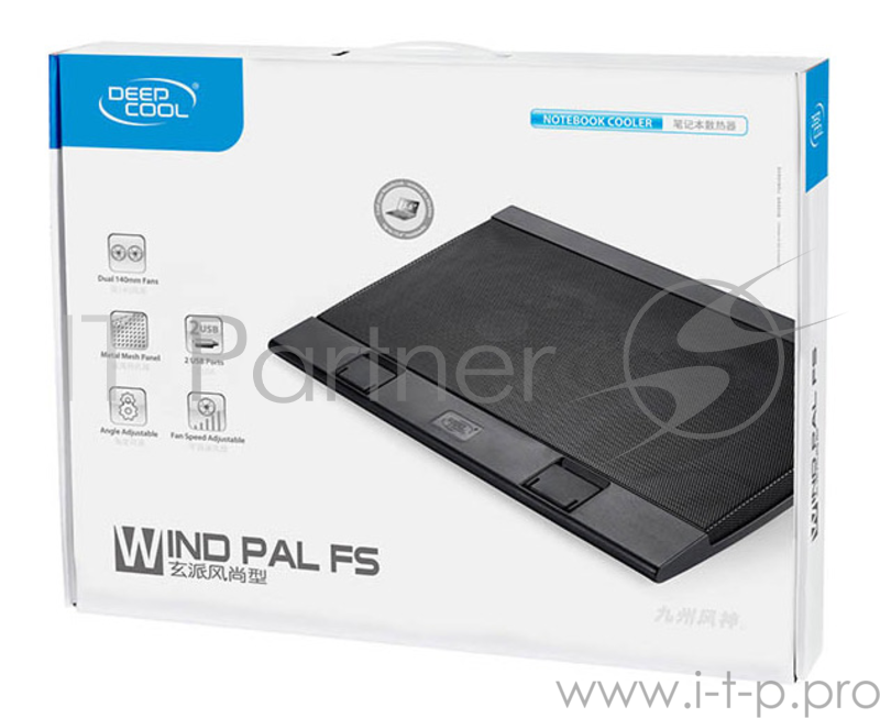Подставка Deepcool WIND PAL FS (WINDPALFS) 17382x262x24мм 26.5дБ 2xUSB 2x 140ммFAN 793г черный
