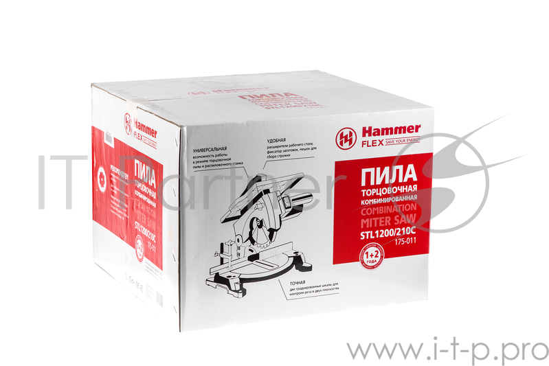 Пила Hammer Flex STL1200/210C Пила торцовочная (стусло) 320724 { 1200Вт 4500об/мин круг 210мм гл.пропила 55мм }