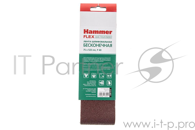 Лента шлифовальная Hammer Flex 212-007 75 Х 533 Р 40 по 3 шт. 29397