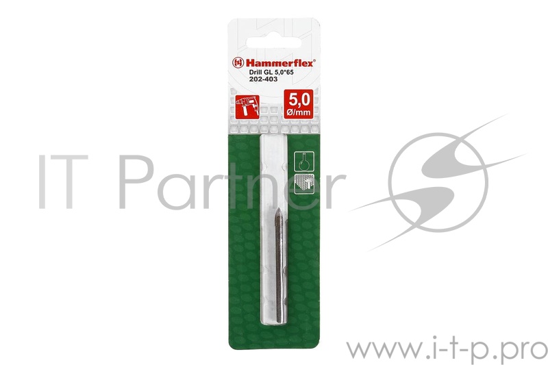 Сверло HAMMER Flex 202-403 DR GL 5,0мм*63мм плиткастекло