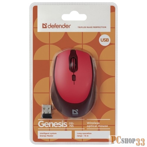 Мышка DEFENDER USB OPTICAL WRL GENESIS MB-795 RED 52797