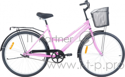 Велосипед Torrent Olympia корзина (рама сталь 18,5, жен., дорожный, 1скорость, колеса 26 д.) (26 / 18,5 / Розовый)