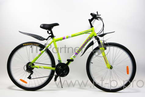 Велосипед Torrent City Cruiser (рама алюминий 18, внедорожный, 18 скоростей, колеса 26д.) (26 / 18 / Зелено-фиолетовый)