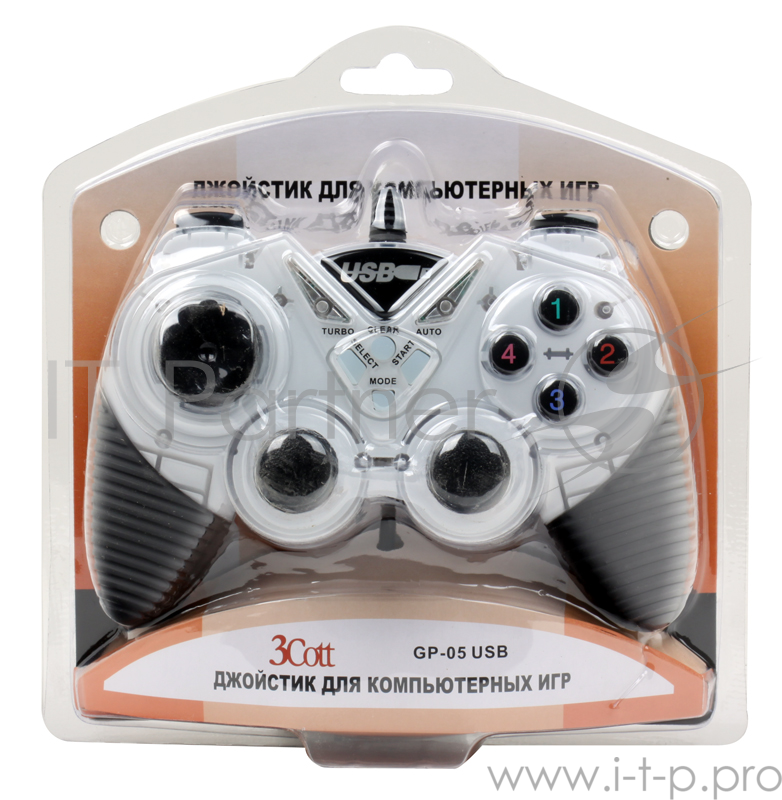Геймпад 3Cott Single GP-05,14 кнопок, вибрация, USB,белый