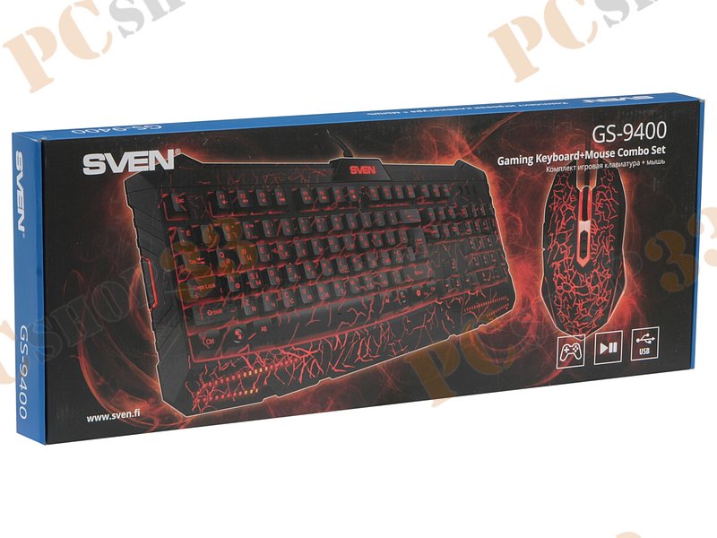 Комплект клавиатура + мышь Sven GS-9400, подсветка, черный (USB)