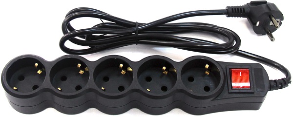 Сетевой фильтр 5bites SP5B-210 5S / 3*0.75MM2 / 1M / BLACK