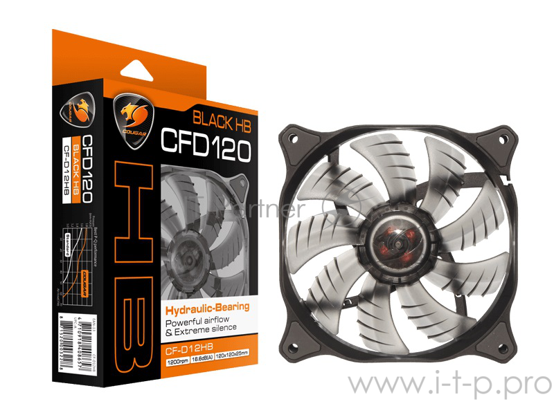 Вентиляторы Cougar CFD120 Вентилятор Cougar CFD120 BLACK 120x120x25 мм (40шт./кор, пит. от мат.платы и БП, 1200об/мин) (CF-D12HB) Retail