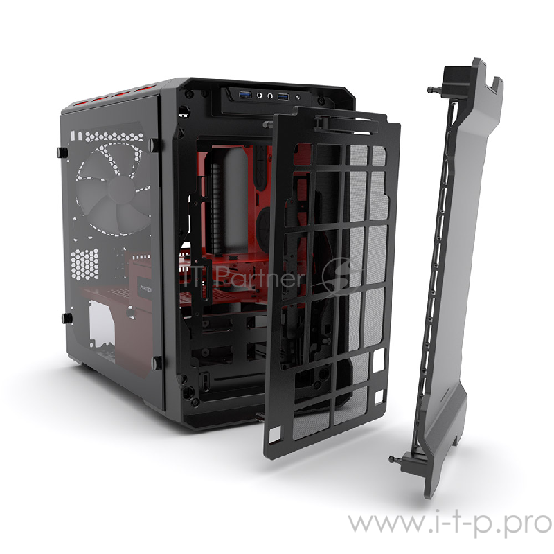 Корпус PHANTEKS Enthoo Evolv IT, Black-Red Edition, RGB LED иллюминация, боковая панель Tempered Glass, Mini ITX