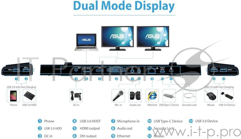 Стыковочная станция Asus USB3.0_HZ-3B (90XB04AN-BDS000)