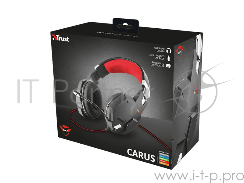 Гарнитура TRUST GXT 322 black red (гибкий микрофон,Регулятор громкости,отключения микрофона,кабель 2 м.)