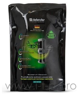 Чистящие салфетки Defender для поверхностей офисной техники / сменный блок для 30100 / 100 шт / Германия.
