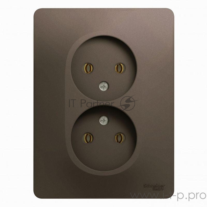 Schneider-electric GSL000820 GLOSSA РОЗЕТКА двойная без заземления, 16А, 250В, в сборе, ШОКОЛАД