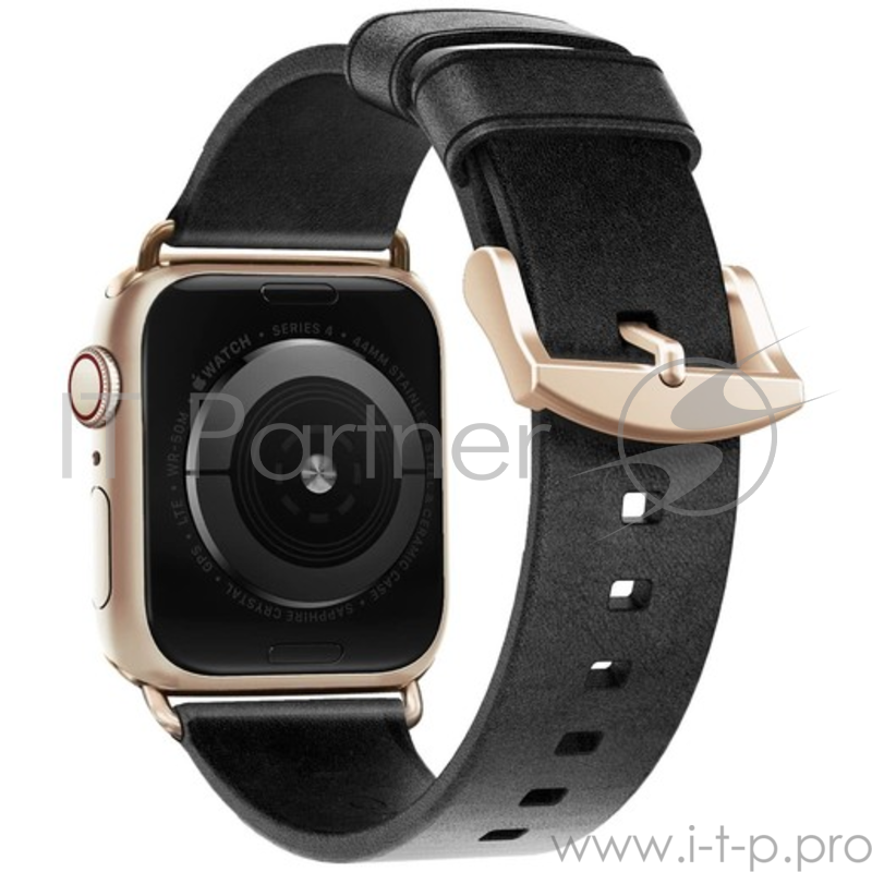 Ремешок Nomad Modern Strap (Slim) для Apple Watch 40mm/38mm. Материал кожа натуральная. Цвет ремешок черный, застежка золотой.