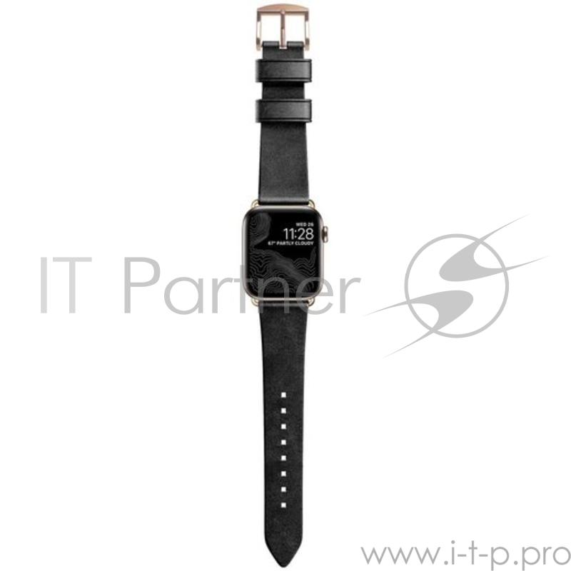Ремешок Nomad Modern Strap (Slim) для Apple Watch 40mm/38mm. Материал кожа натуральная. Цвет ремешок черный, застежка золотой.