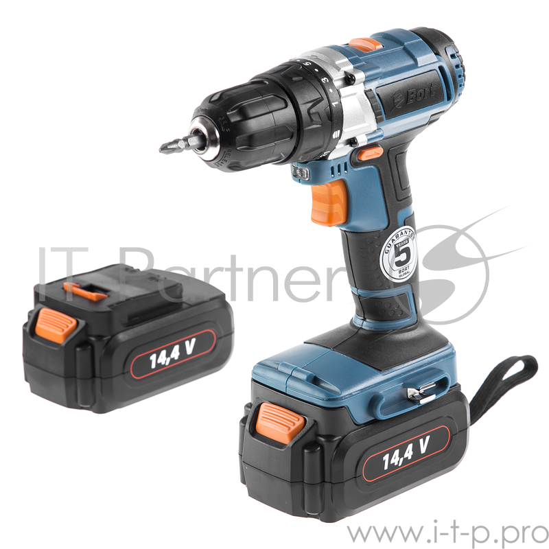 Дрели, Шуруповерты, Гайковерты, Миксеры Bort BAB-14Ux2-FDK Дрель-шуруповерт аккумуляторная 98296471 { 14,4 В, 1.3 Ач, Ni-Cd, 2 Акк, 30 Нм, 1300 об/мин, БЗП, 1,4 кг, кейс, набор аксессуаров 5 шт }