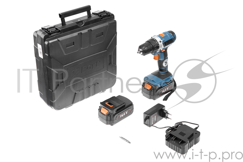 Дрели, Шуруповерты, Гайковерты, Миксеры Bort BAB-14Ux2-FDK Дрель-шуруповерт аккумуляторная 98296471 { 14,4 В, 1.3 Ач, Ni-Cd, 2 Акк, 30 Нм, 1300 об/мин, БЗП, 1,4 кг, кейс, набор аксессуаров 5 шт }