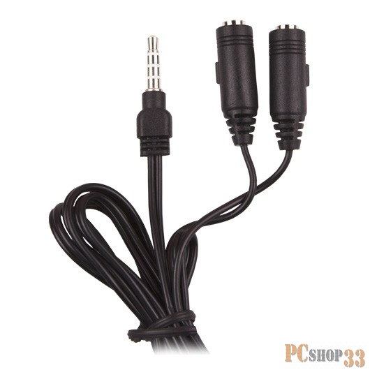 Переходник Ritmix Аудио переходник (2*3.5mm = 3.5mm 4 pin), 1м. , черный (RAS-110)