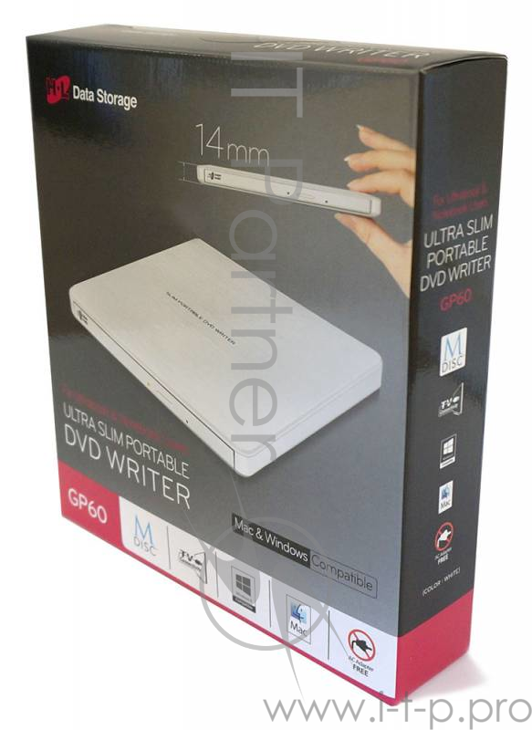 Привод внешний DVD-RW LG GP60NW60 белый USB RTL