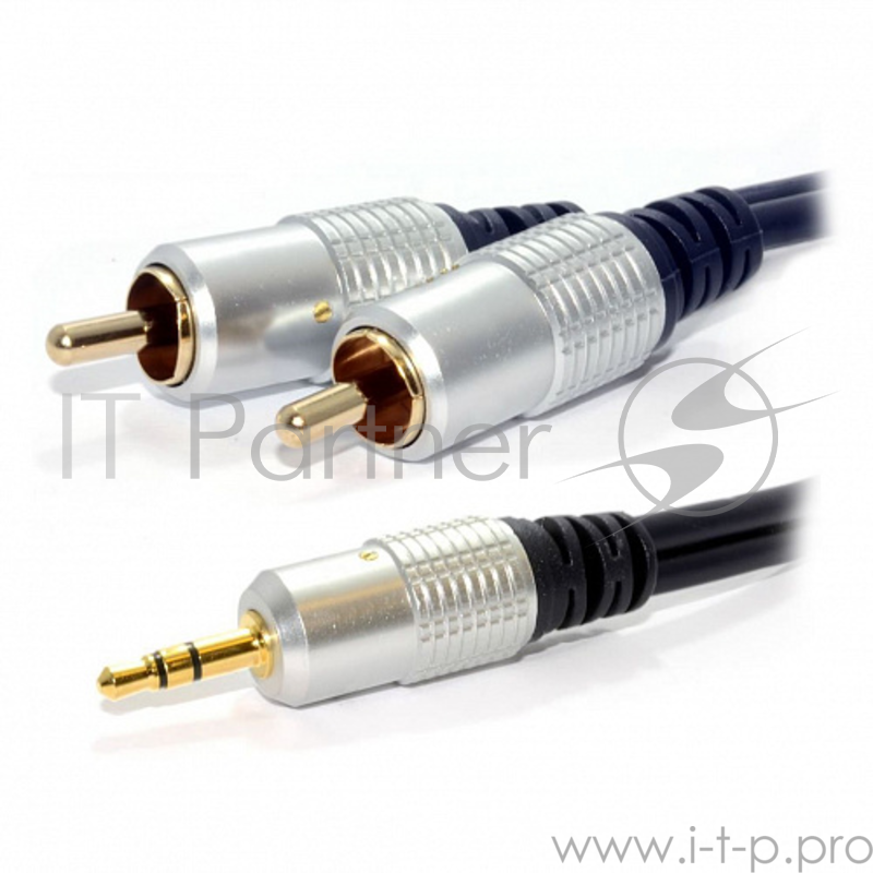 Кабель аудио Konoos KCAP-352-7.5, джек3.5 / 2xRCA, 7.5м, черный, позол.разъемы, коробка