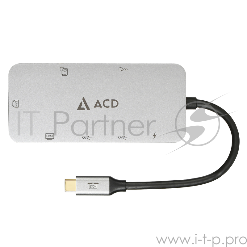 Fusion C108 Адаптер 8-в-1 USB-C в 3xUSB3.0/HDMI/LAN/SD/mSD/PD-90W (ACD-C108-PAL) RTL {50}