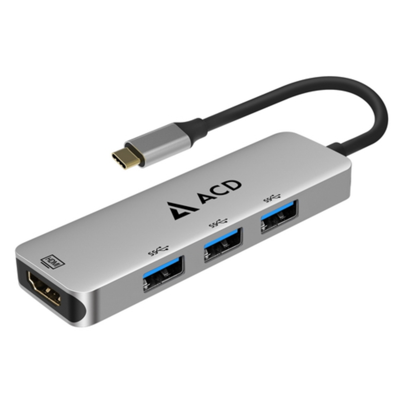 Fusion C104 Адаптер 4-в-1 USB-C в 3xUSB3.0/HDMI (ACD-C104-UAL) RTL {50}