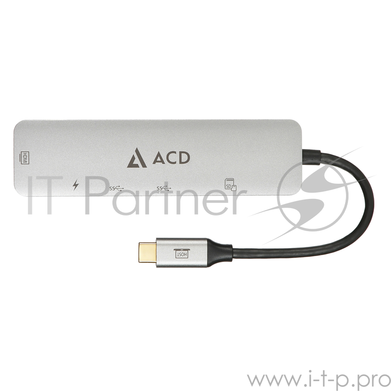 Fusion C106 Адаптер 6-в-1 USB-C в 2xUSB3.3/HDMI/SD/mSD/PD-60W (ACD-C106-PAL) RTL {50}