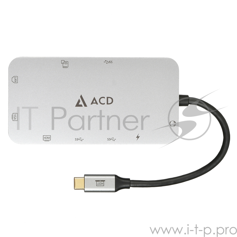 Fusion С110 Адаптер 10-в-1 UCB-C в 3xUSB3.0/HDMI/VGA/LAN/SD/mSD/A (ACD-C110-PAL) RTL {50}