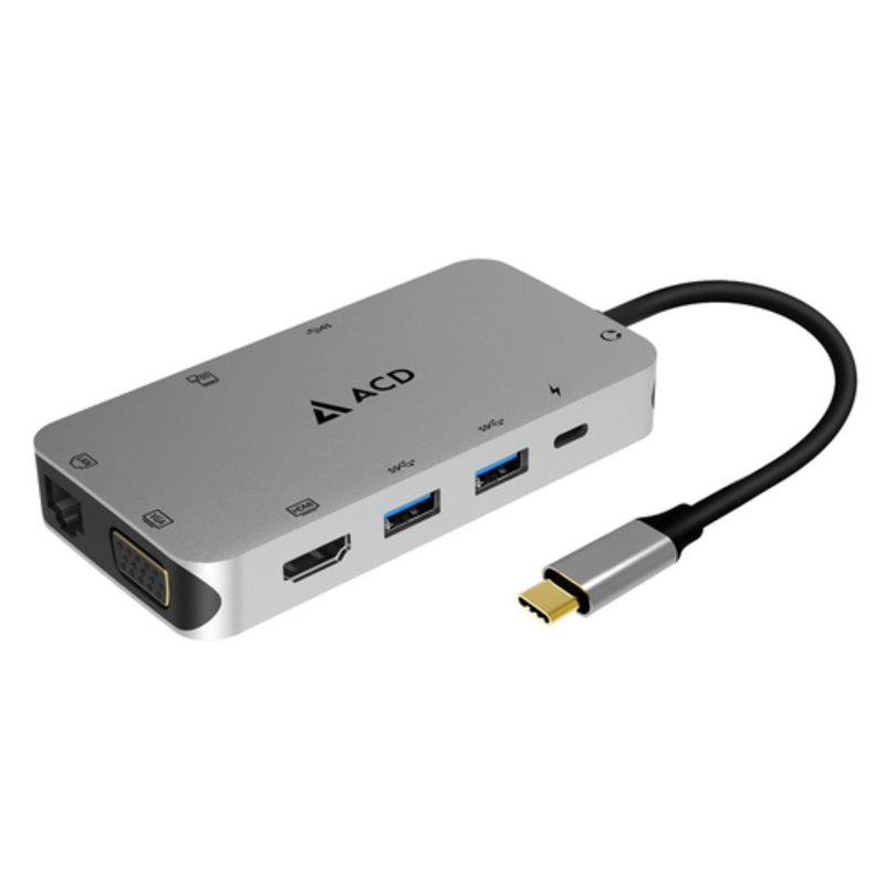 Fusion С110 Адаптер 10-в-1 UCB-C в 3xUSB3.0/HDMI/VGA/LAN/SD/mSD/A (ACD-C110-PAL) RTL {50}