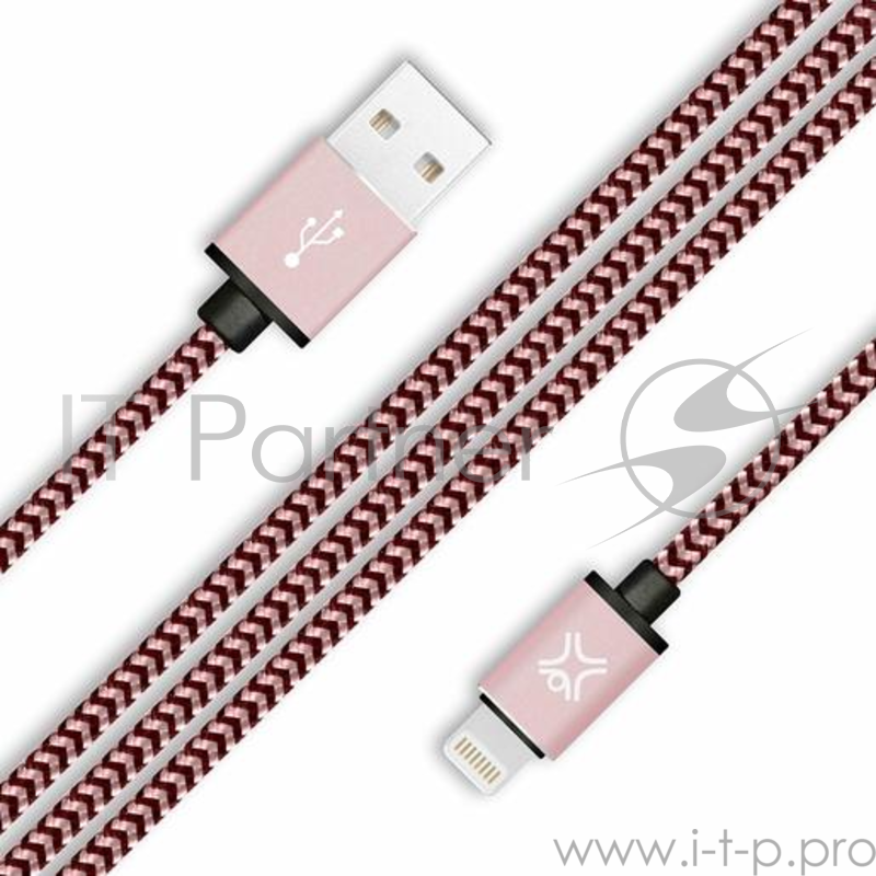 Кабель XtremeMac Premium Lightning to USB. Оплетка из нейлона. Длина 2м. Цвет розовое золото.