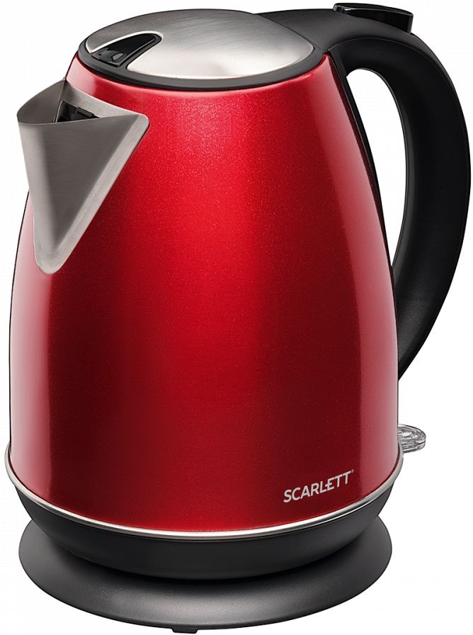 Чайник Scarlett SC-EK21S87 нержавейка Металл, 1,7л, 2200Вт, защита от включения без воды. Цвет красный