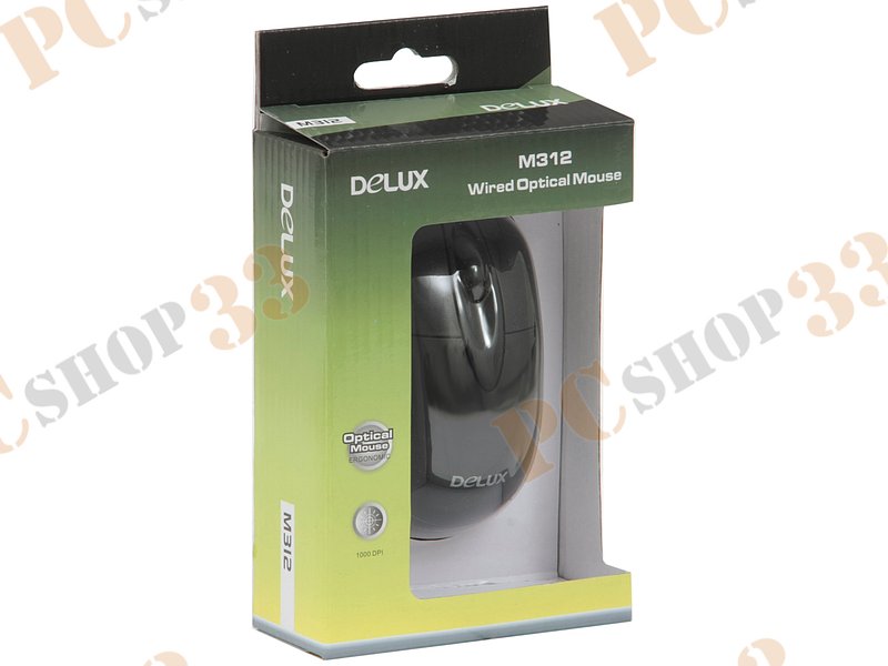 Оптическая мышь Delux M312, 2кн.+скр., черный (PS/2)