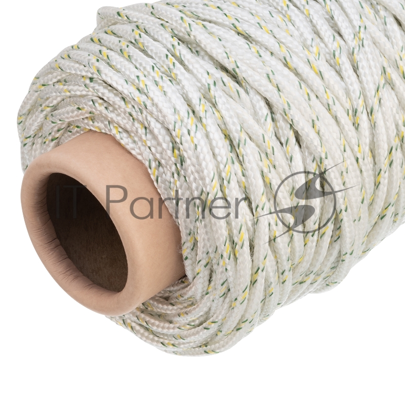 СИБРТЕХ Фал плетёный капрон 16-прядный с капрон. серд. 6 мм, бухта 100 м, 650 кгс// СИБРТЕХ//Россия 93969