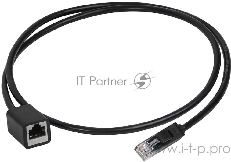 Переходник Greenconnect Удлинитель патч-корда прямой 0.5m UTP медь, кат.6, черный, позолоченные контакты, 23 AWG, Premium ethernet high speed 10 Гбит/с, RJ45, T568B (GCR-ELNC616-0.5m)